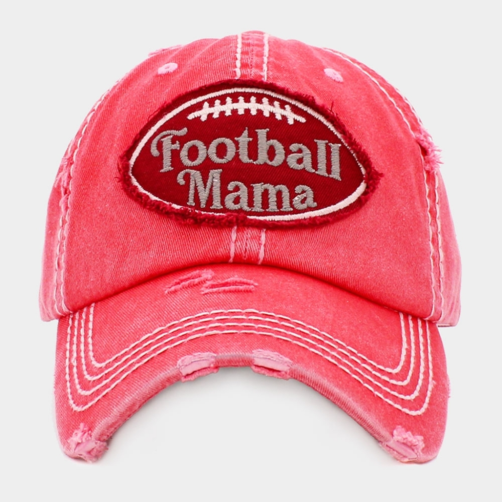 Pink "FOOTBALL MAMA" Brown Baseball Cap Hat Embroidery